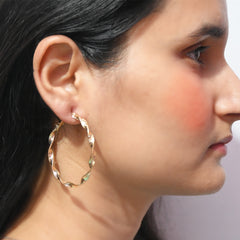 Golden Sparkle Hoop Earrings with Modern Design