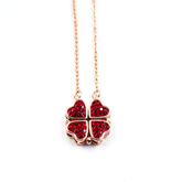 Red Crystal Heart and Flower Foldable Pendant