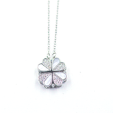 Silver Crystal Pendant - Flower and Heart