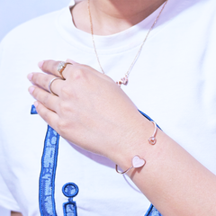 Beige Heart Harmony Cuff Bracelet