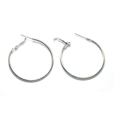 Classic Large Silver Hoop Round Earrings
