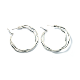 Silver Dual-Hoop Earrings with Textured Design