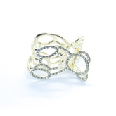Crystal-Covered Teddy Bear Clature Hair Claw - with Silver Bow