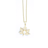 Golden Maple Leaf Pendant with Pearl
