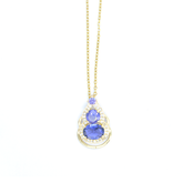Royal Blue Dual-Gem Drop Pendant with Chain