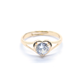 Ring with Heart-Shaped Gemstone Gold-Plated