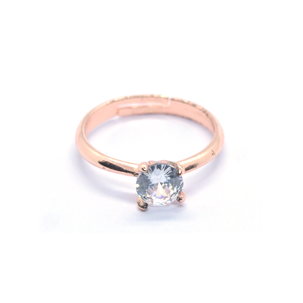 Plated Round Gemstone Rose Gold Ring