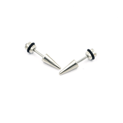 Shiny Silver Cone Earring with Diamond Stud