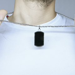 Rectangular Dogtag Style Pendant for Men: with Silver Chain
