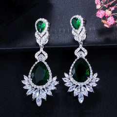 Crystal Earrings with Nature-Inspired Green Gems