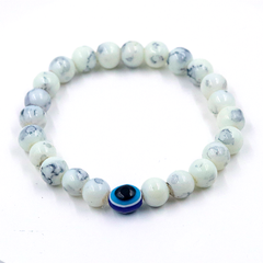White Shade Pearl Evil Eye  Bracelet