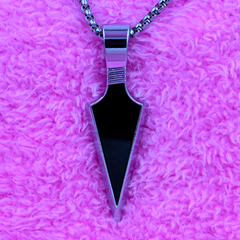 Triangle Pendant for Men in Black Colour with Silver Chain