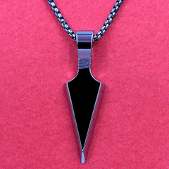 Triangle Pendant for Men in Black Colour with Silver Chain