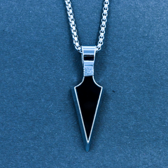 Triangle Pendant for Men in Black Colour with Silver Chain