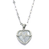 Large Heart Pendant for Girls Featuring White Gem Comes with Zigzag Pattern