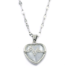 Large Heart Pendant for Girls Featuring White Gem Comes with Zigzag Pattern