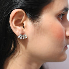 Modern Skirt-Style Earrings with Gems