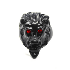 Black Lion Red Eye Mens Ring