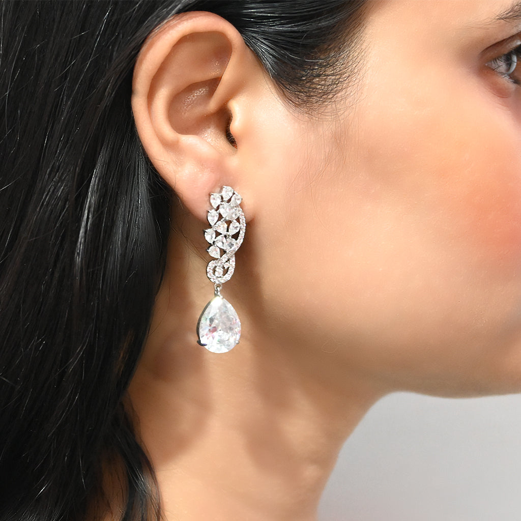 Crystal Branch Earrings with Dangling Gems