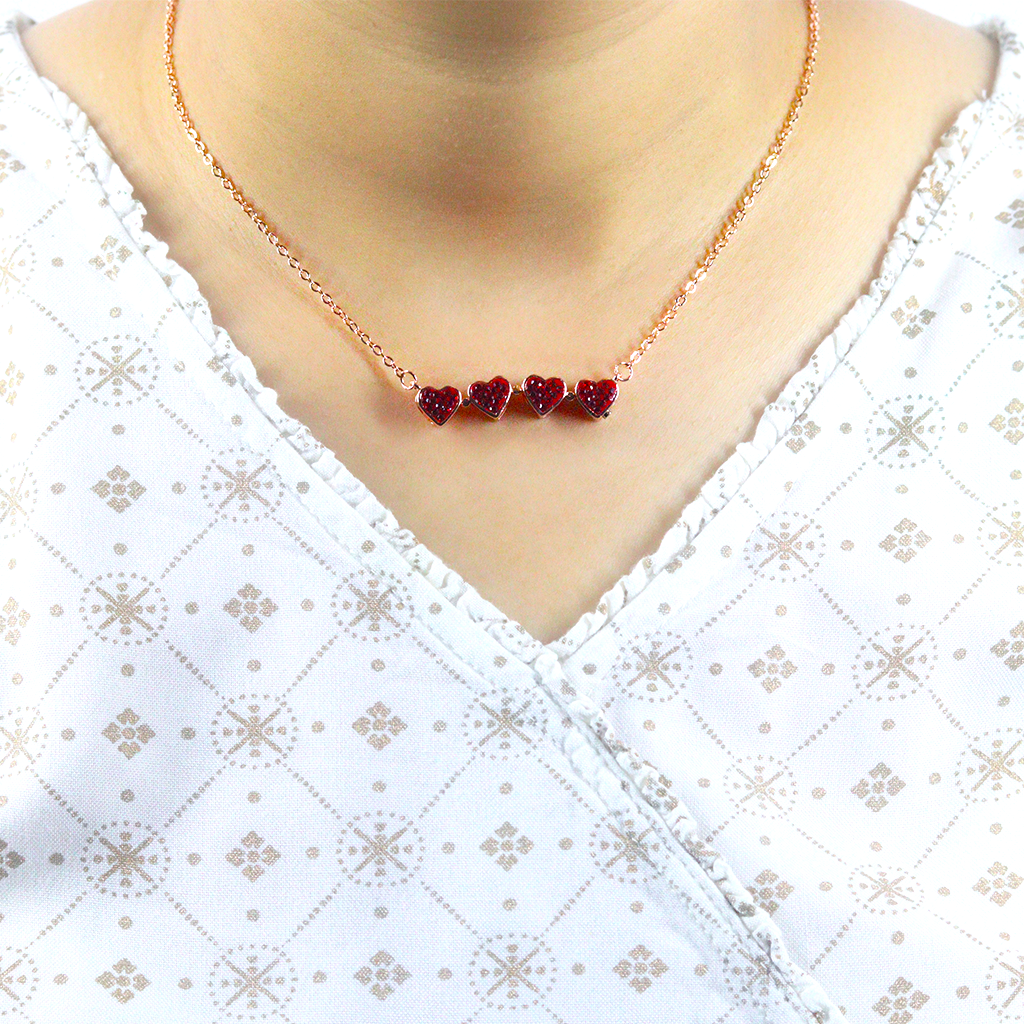 Red Crystal Heart and Flower Foldable Pendant