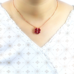 Red Crystal Heart and Flower Foldable Pendant