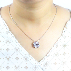Silver Crystal Pendant - Flower and Heart