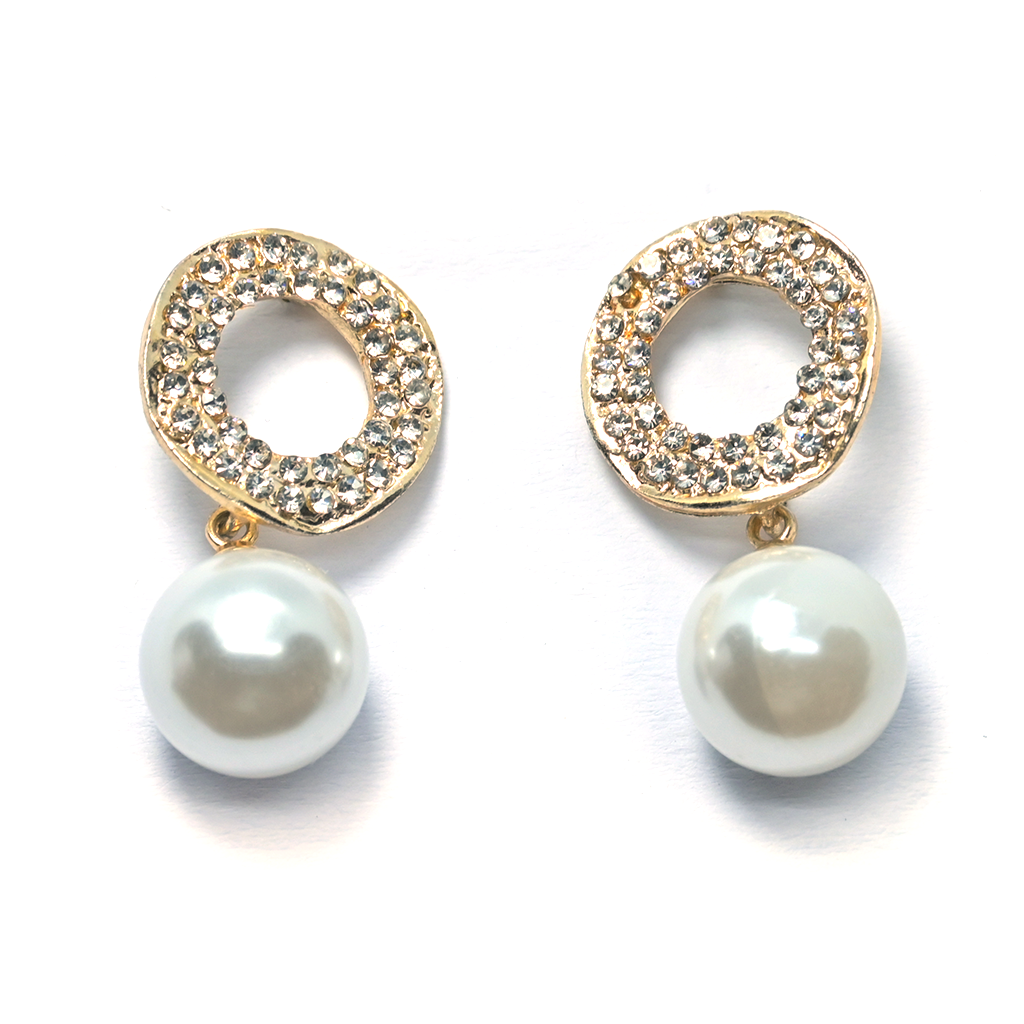 Golden Plated Crystal and Pearl Earrings