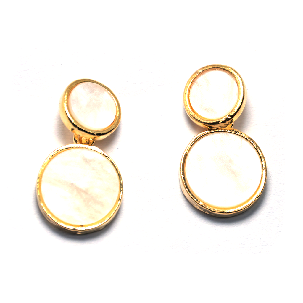 Light-Beige and Gold-Round Earrings