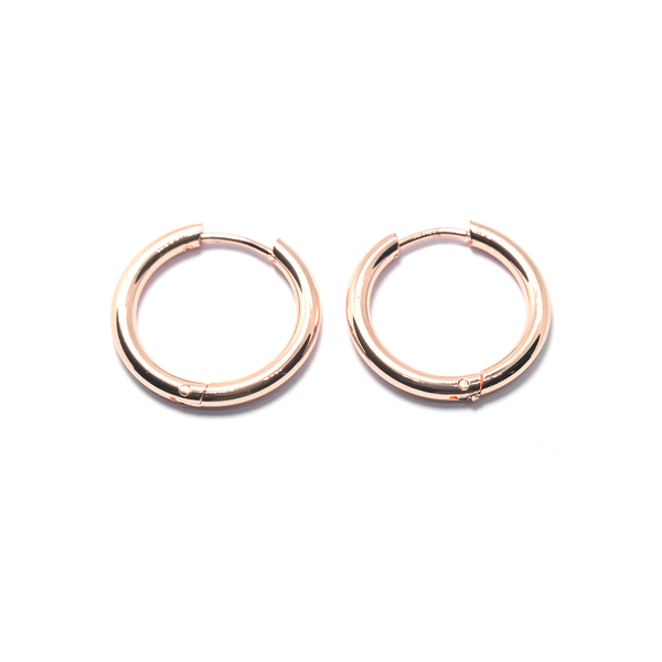 INOX 9mm/6mm Inox Jewelry Rose Gold IP Huggies Earrings | Alan Miller  Jewelers | Oregon, OH