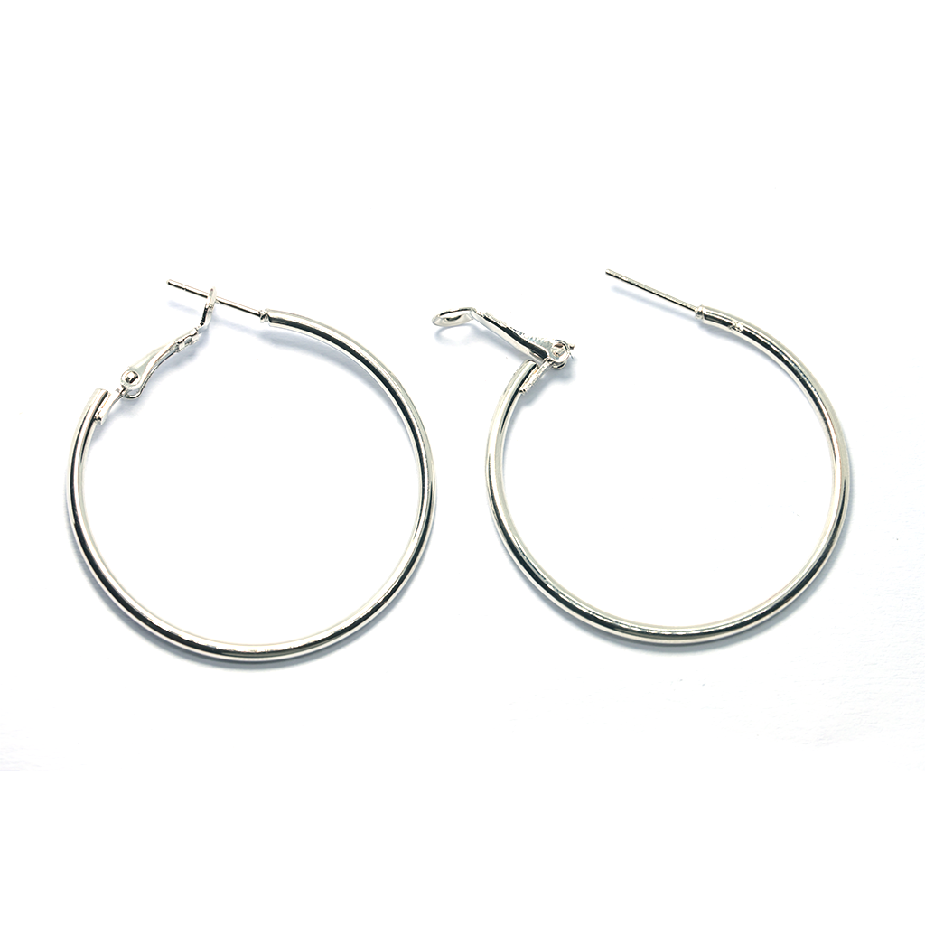 Classic Large Silver Hoop Round Earrings
