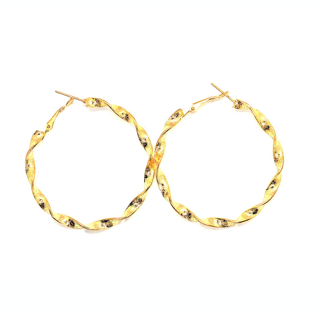Golden Sparkle Hoop Earrings with Modern Design