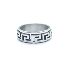 Men's Double Band Ring Greek Style Textured