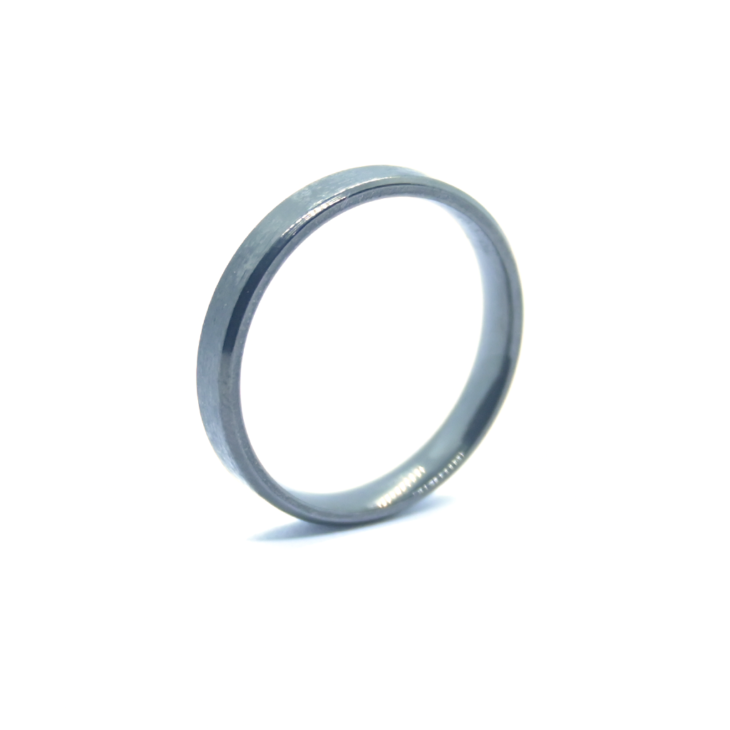 Men's Wide Dark Grey Shiny Ring