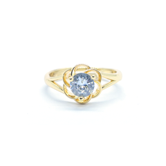 Gold-Plated Ring with V-Shaped & Floral Look