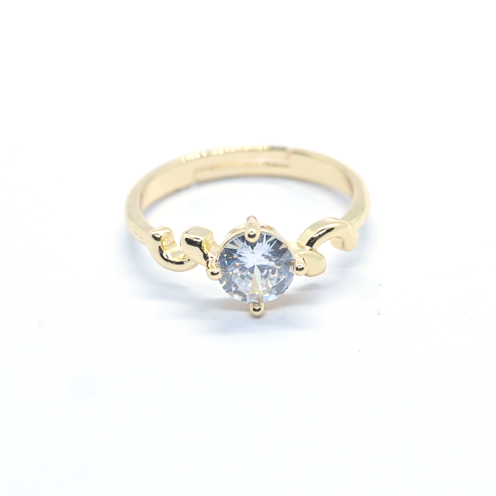 Ring with C-Shaped Design Gold-Plated