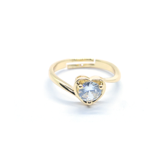 Plated Ring with Heart-Shaped Gemstone