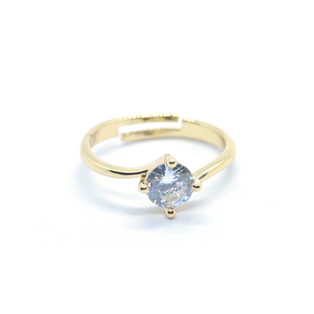 Ring with Round Gemstone Gold-Plated