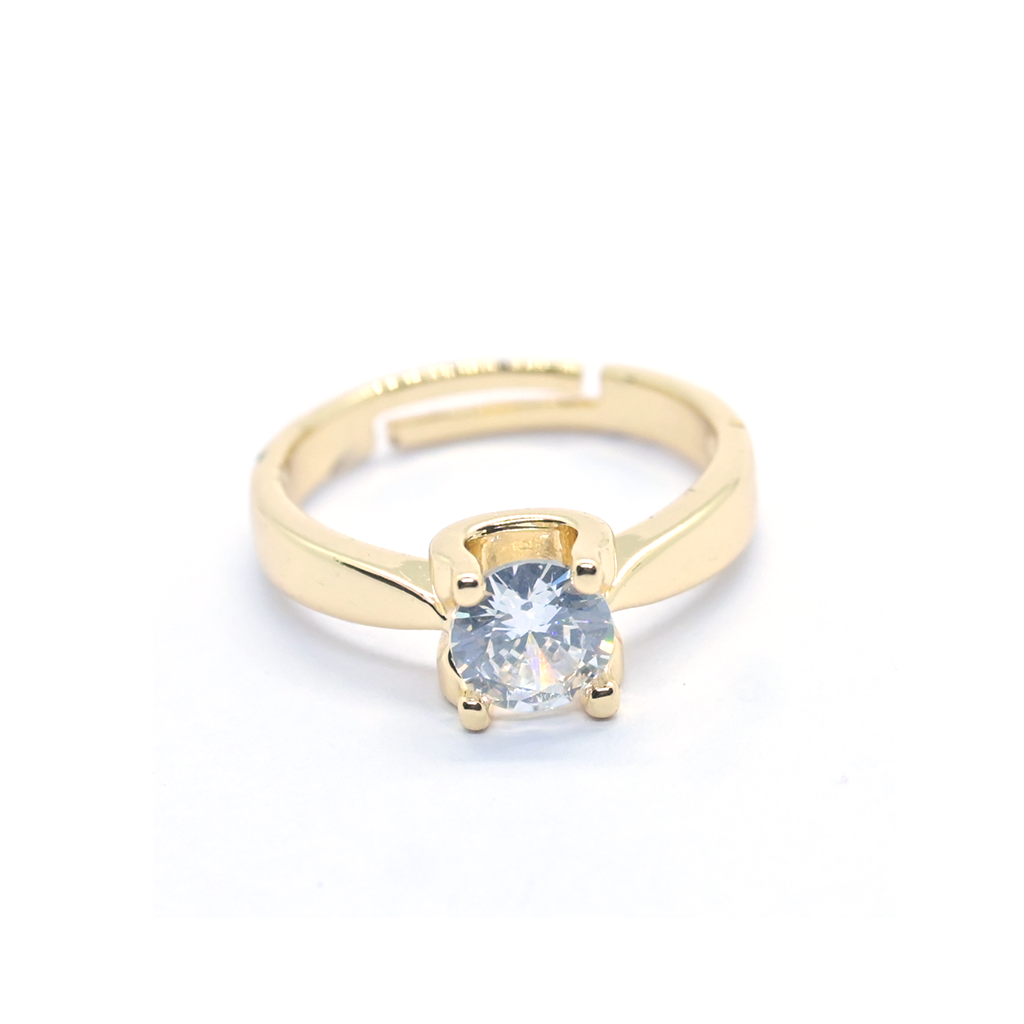 Gold-Plated Ring with Prong-Set Gemstone