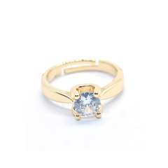 Gold-Plated Ring with Prong-Set Gemstone