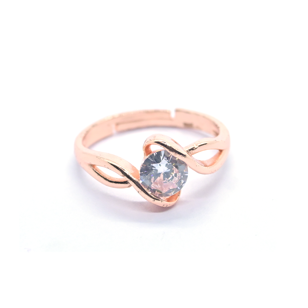 Rose Gold Circular Bent Gemstone Ring