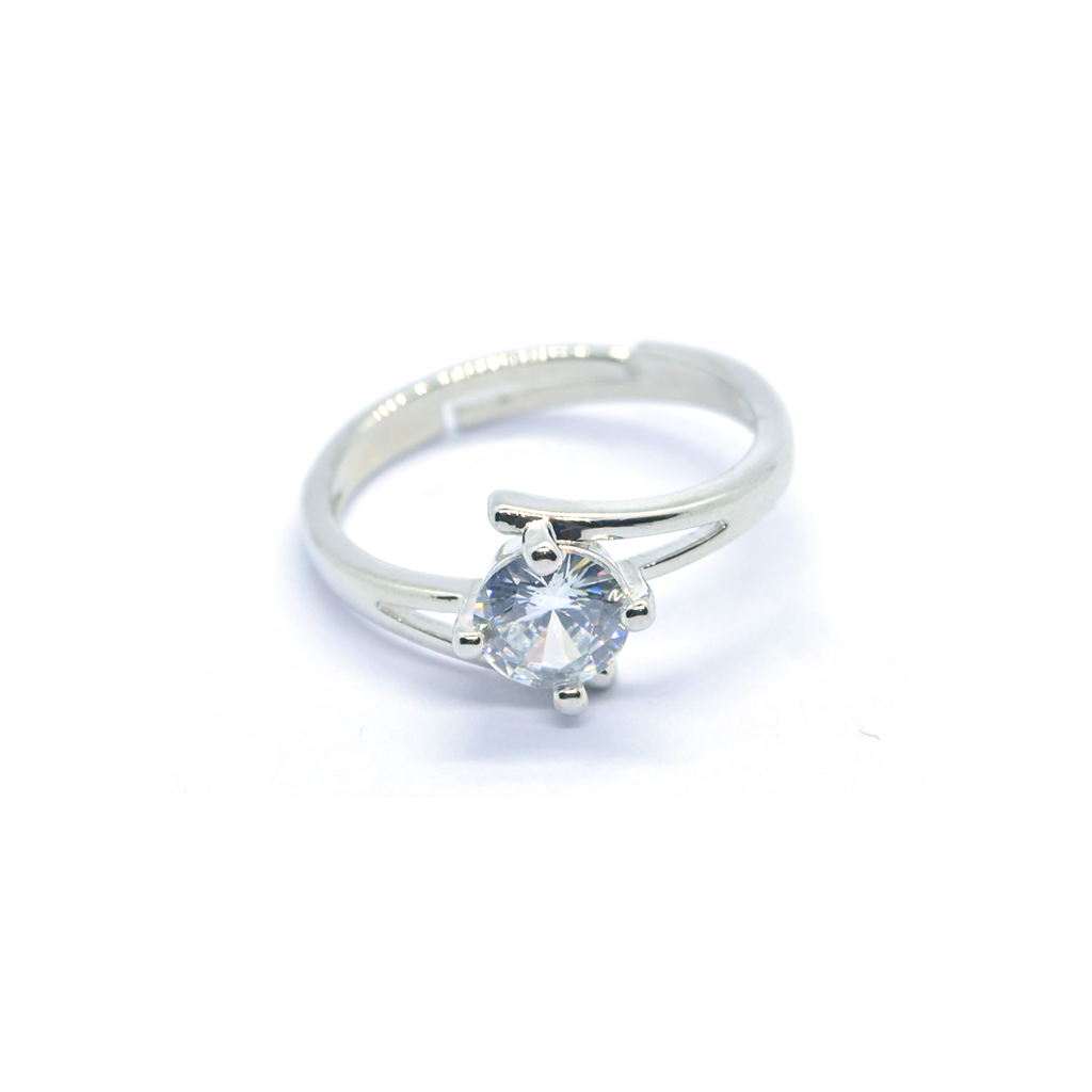 Dual Bend Ring with Round Gem