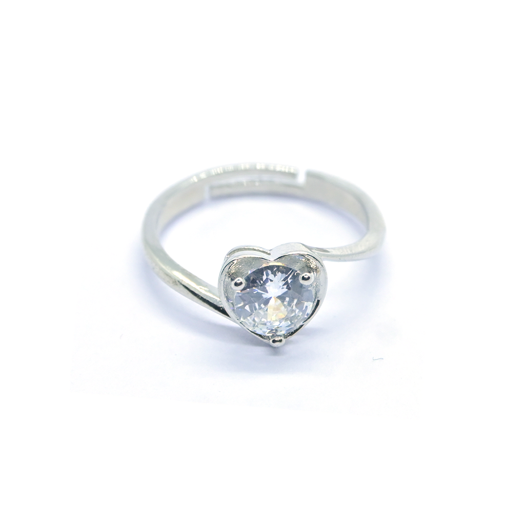 Heart-Shaped Gem Silver-plated Ring