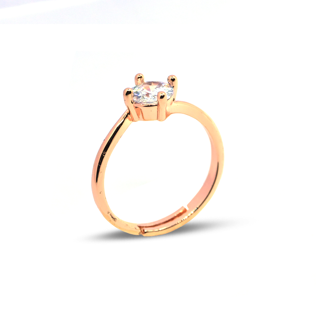 Plated Round Gemstone Rose Gold Ring