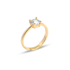 Gold-Plated Ring with Prong-Set Gemstone