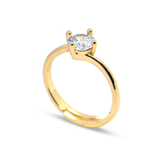 Ring with Round Gemstone Gold-Plated