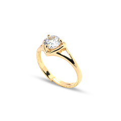 Ring with Heart-Shaped Gemstone Gold-Plated