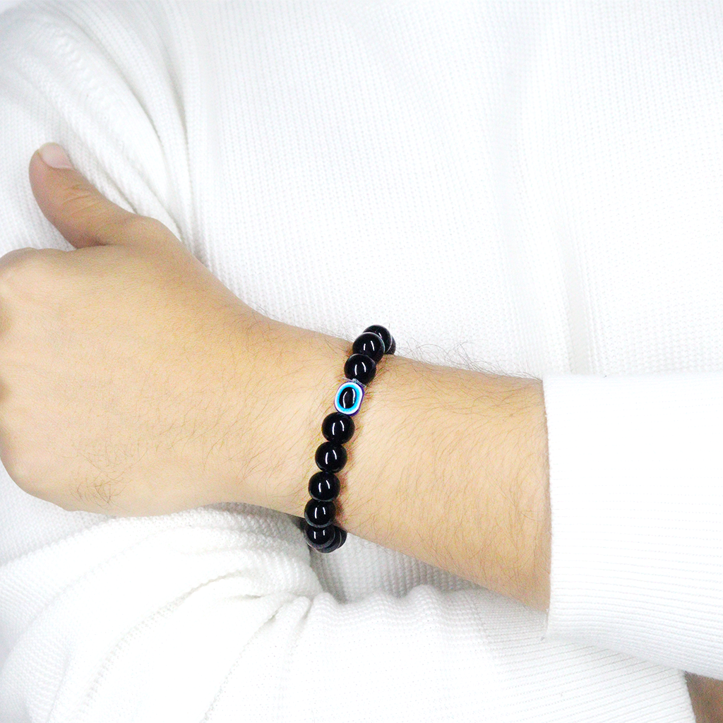 Evil Eye Black Lava Stone Bracelet